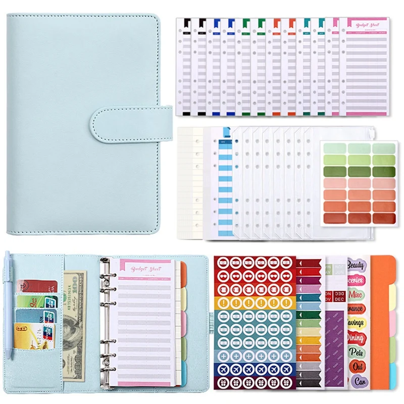 

Budget Binder Macaron A6 Pu Leather Loose Leaf Bookkeeping Notebook Creativity Cash Budget Financial Planner Handbook