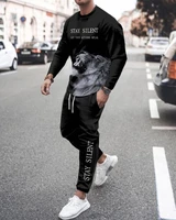 mens casual tracksuit fashion 3d printed long sleeve t shirttrousers set 2 piece o neck suit european american style clothing