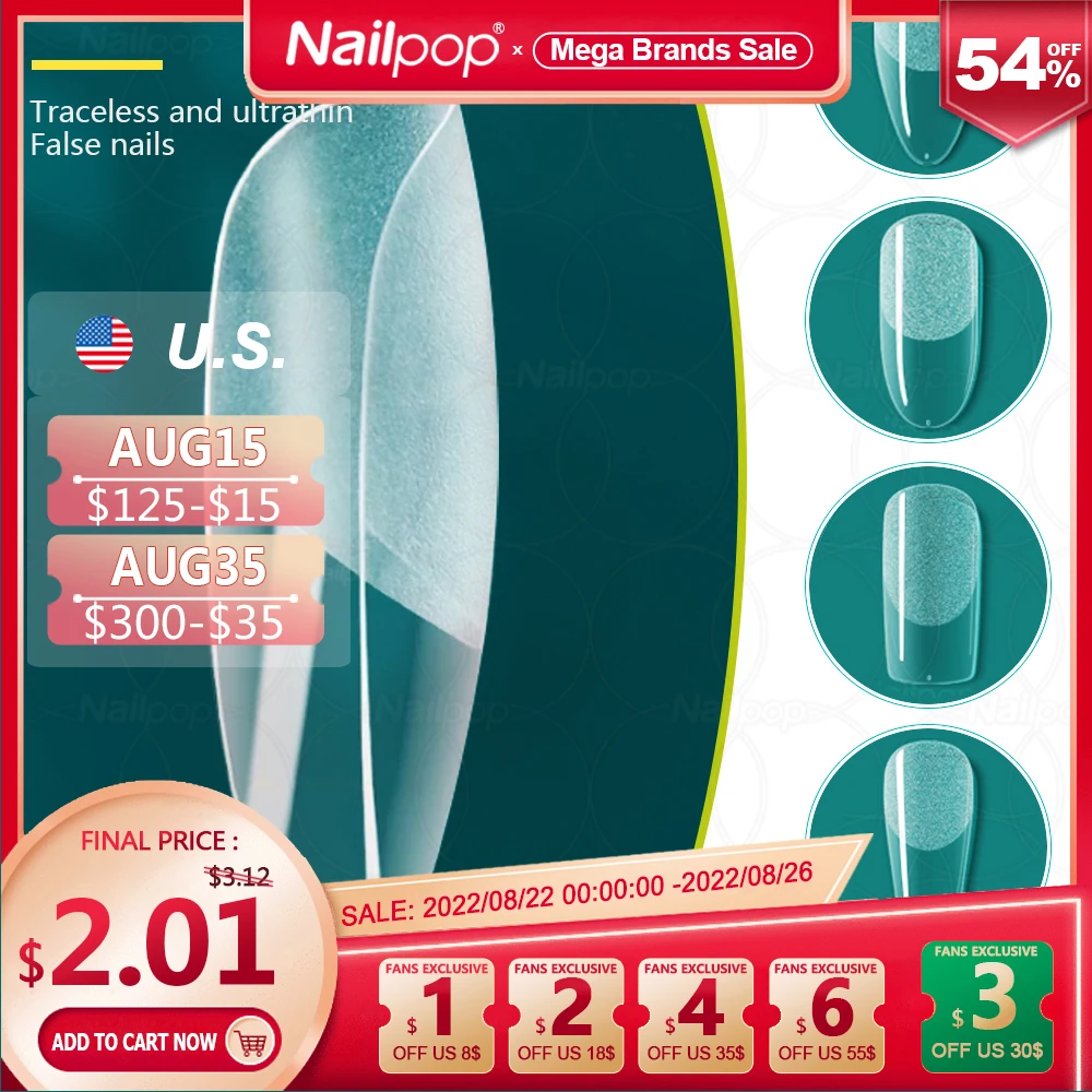 Nailpop 120pcs Press on False Nails Fake Nails Coffin Semi-Frosted Full Cover Short Nail Gel X Tips Capsule Art Accessories Tool