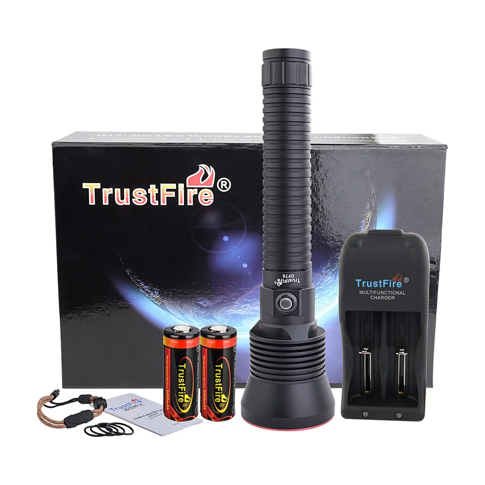 TrustFire DF70 Diving Flashlight CREE XHP70 3200LM Professional LED Torch Underwater 70m Diver Light by 26650 Battery