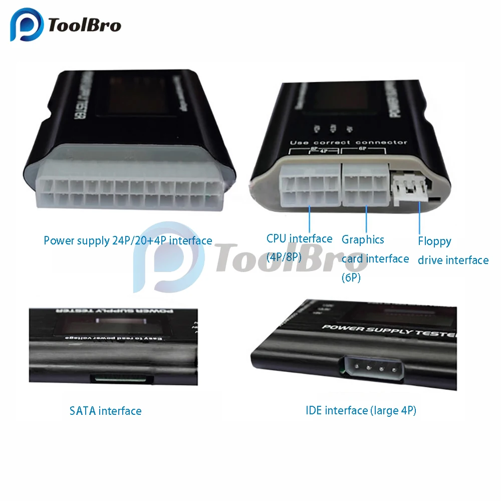 ПК Компьютер ЖК Цифровой 4 6 8 20 24-контактный тестер источника питания Вольтметр