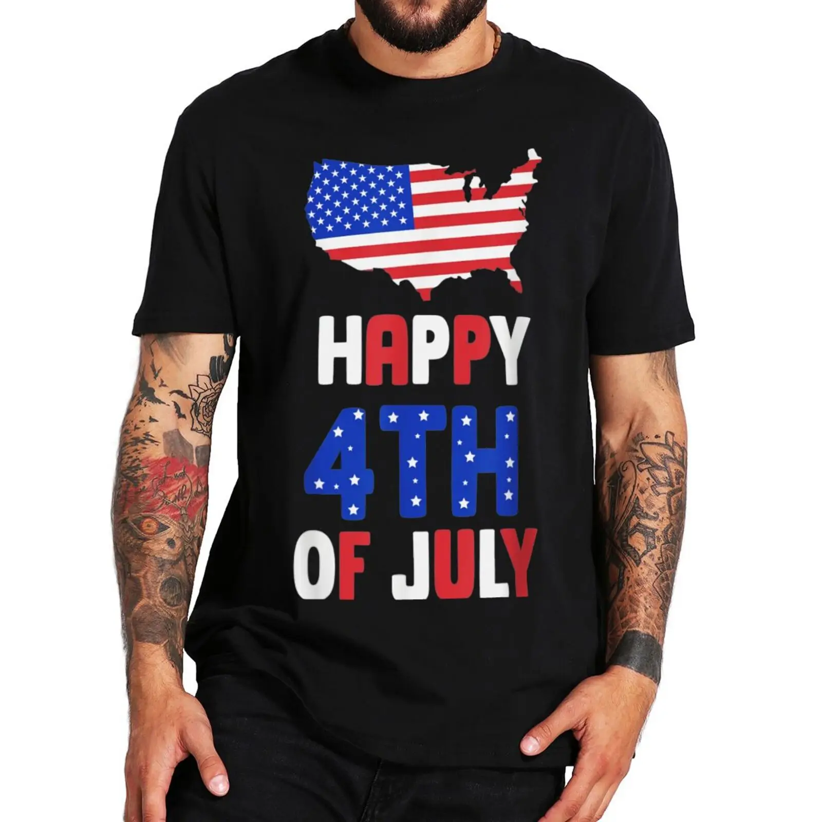 

4 июля счастливая футболка Забавный дизайн Американская гордость подарки Мужская Женская одежда Европейский размер 100% хлопок Летняя Повседневная футболка с круглым вырезом