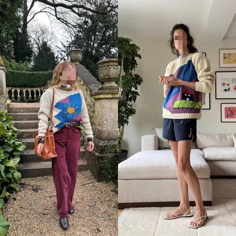 Осень/зима 2024 ретро забавный дом тканый стержень ручной работы игла грубая нить