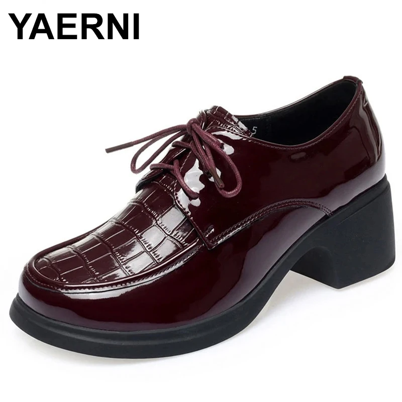 

Women Loafers Genuine Leather 2023 New Fashion Platform Shoes Ladies Lace-up British Style Large Size Women Shoes