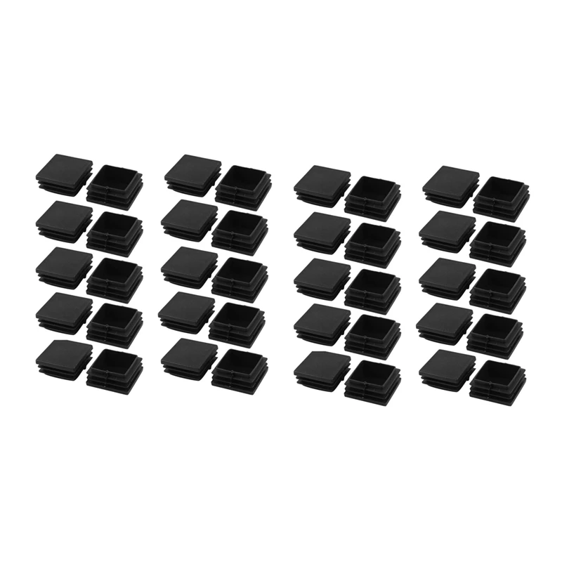 

60 Pieces Plastic Square Tube Coupling Cap Plug Cap 40 Mm X 40 Mm Black