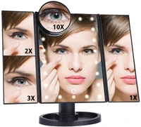 22 led light makeup mirror 2310x magnifying cosmetic 3 folding vanity mirror 180 rotatiation touch dimmer table mirrors