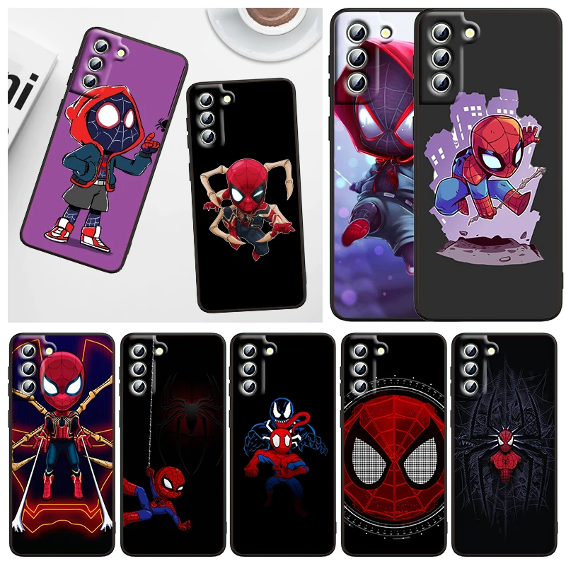 

Marvel Cartoon Spiderman Phone Case For Samsung Galaxy S23 S22 S21 S20 FE S10 S10E S9 Plus Ultra Pro Lite 5G Black TPU FUnda