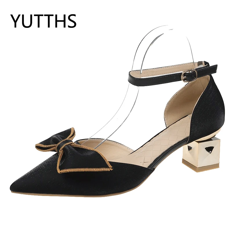

Элегантные женские босоножки на среднем каблуке, новинка 2022, туфли на высоком каблуке с острым носком в странном стиле, женская обувь для ве...