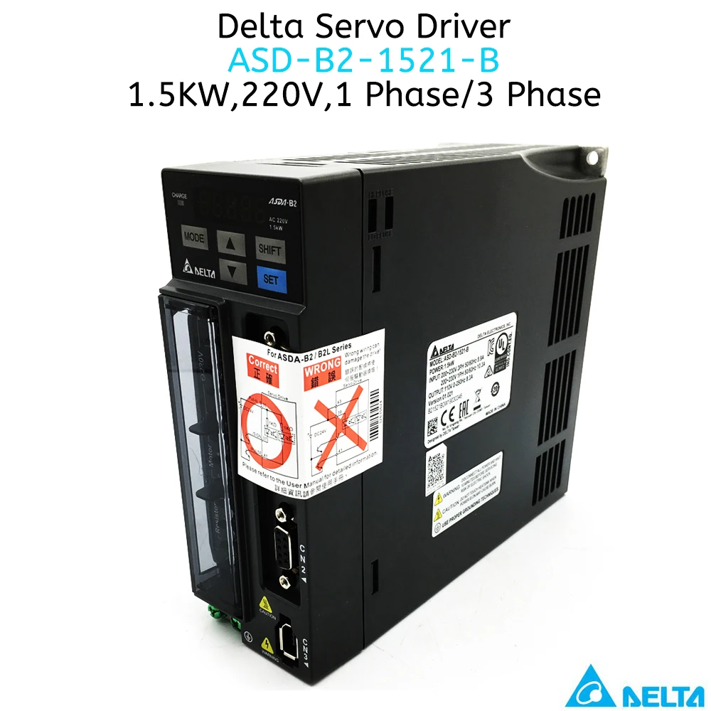 1.5KW NEMA42 Delta ASD-B2-1521-B ECMA-E21315SS ECMA-E21315RS AC Серводвигатель 1500W Kit 7.16NM 2000rpm 130mm фланец |