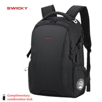 swicky multifunction leather male students school bags fashion waterproof travel usb charging 15 6inch laptop backpack men