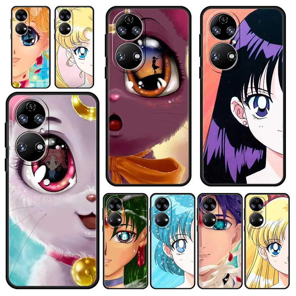 

Sailor Moon Anime Cute Phone Case For Huawei P30 Lite P50 Pro P20 P40 Lite E P Smart Z 2021 Y6 Y7 Y9 2019 Y6p Y9s Y7a Soft Cover