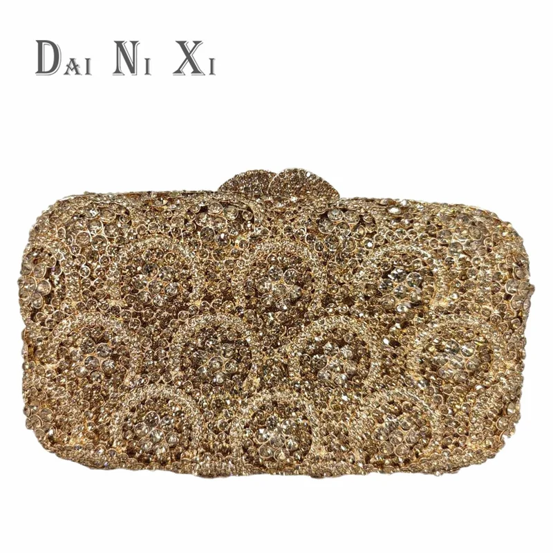 

Crystal Flower Clutches Bag Ladies Luxury Diamond Wedding Purse Women Chain Handbags