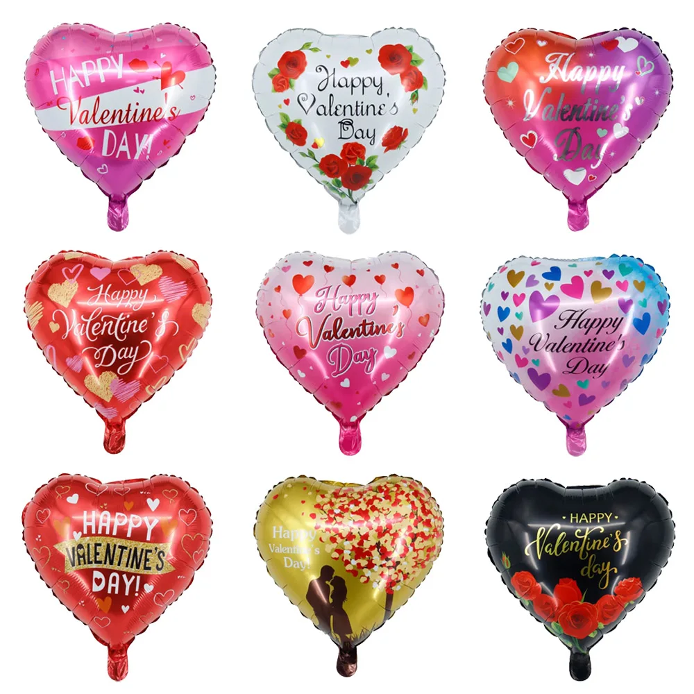 50pcs 18inch Valentines Day Decor Heart Foil Balloons Air Helium Wedding Party Baloons Birthday Party Decoration Romantic Gifts