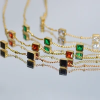 kouch square green red zirconia long chain bracelets for woman luxury fine jewelry on hand for party vinatage trendy for wedding
