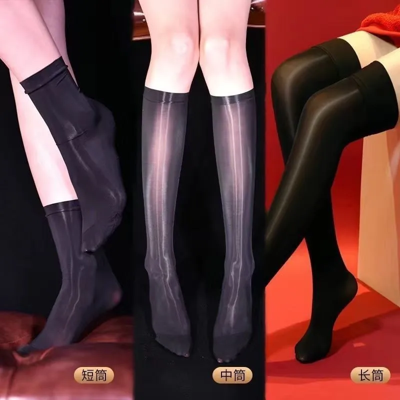 Пикантные блестящие чулки женские летние модные длинные до колена нейлоновое