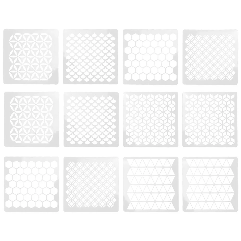 

12 Pcs Wall Drawing Templates Journal Stencils Ceramic Tile Painting DIY Plastic