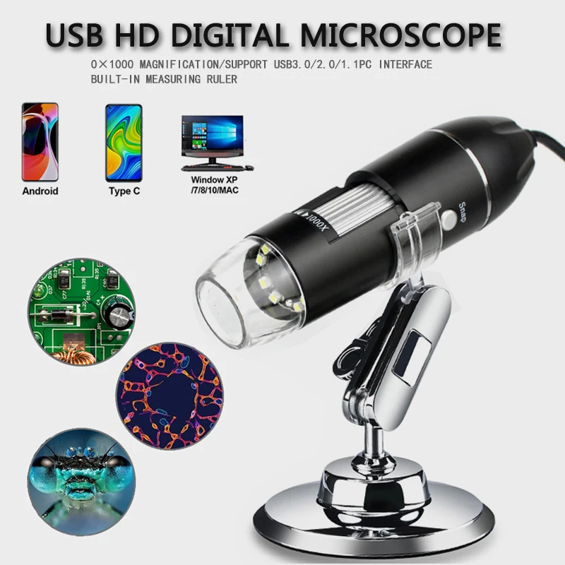 

1600X 2MP 1080P LED Digital electronic microscope Thermal Camer for soldering Magnifier Endoscopic For Mobile Phone PC