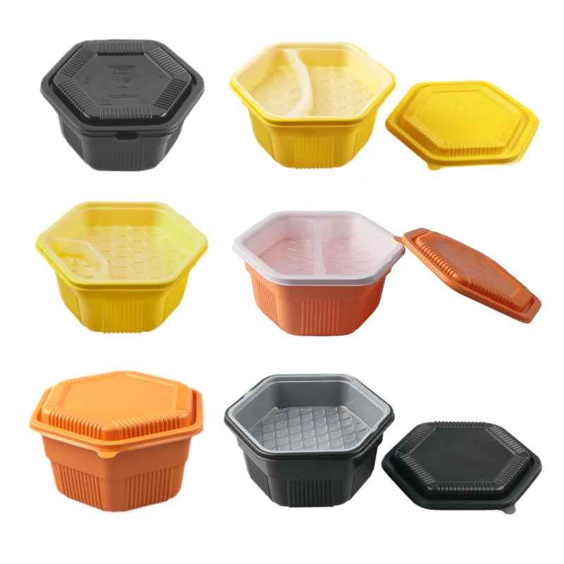 Disposable Double-Layer Lunch Box Black over Rice Takeaway Fast Food Noodles to-Go Noodle Bowl Thickened Del... |