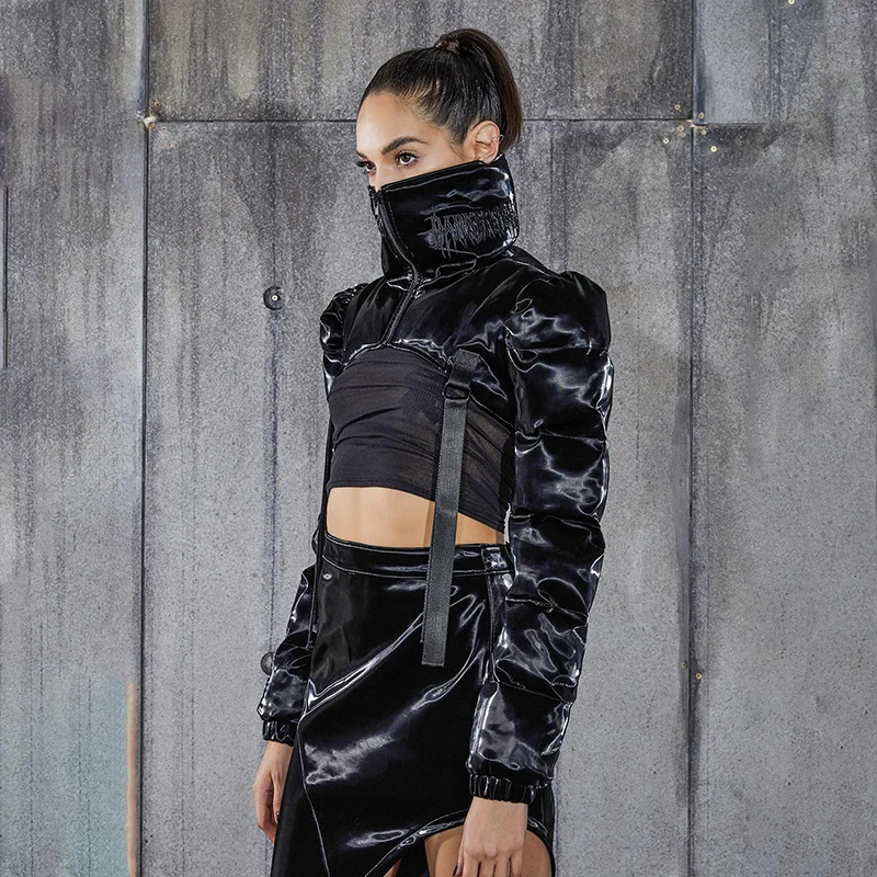 Autumn and Winter New 2023 Women's Solid Color Stand-up Collar Cardigan Zipper Adjustment Buckle Short Women Short Cotton Coat