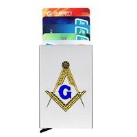 free and accepted masons logo printing anti theft id credit card holder thin aluminium metal wallets pocket case bank card box