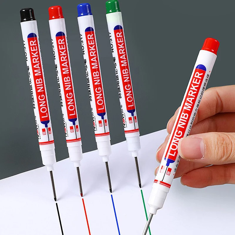 

Quick Drying Long Head Marker Bathroom Carpentry Decoration Multi-functional Deep Hole Marker Set Red / Black / Blue / Green