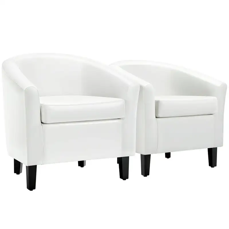 

of 2 Faux Leather Tub Chair , White Chair pink Acrylic nordic chair Metal chair Stool chair Desk chair Outdoor dining chairs Ply