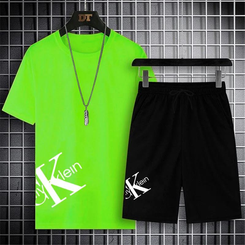 2023 Summer Men's Sportswear Set Brand Short Sleeve T-shirt+Shorts Two Piece Fitness Jogging Short Sleeve Shorts Sportswear Set