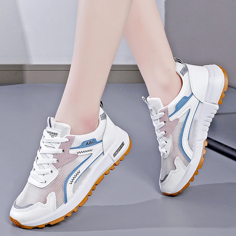 Breathable Women Vulcanized Shoes Outdoor Non-slip Women's Running Shoes Fashion Female Sneakers Summer Mesh Flats Free Shipping