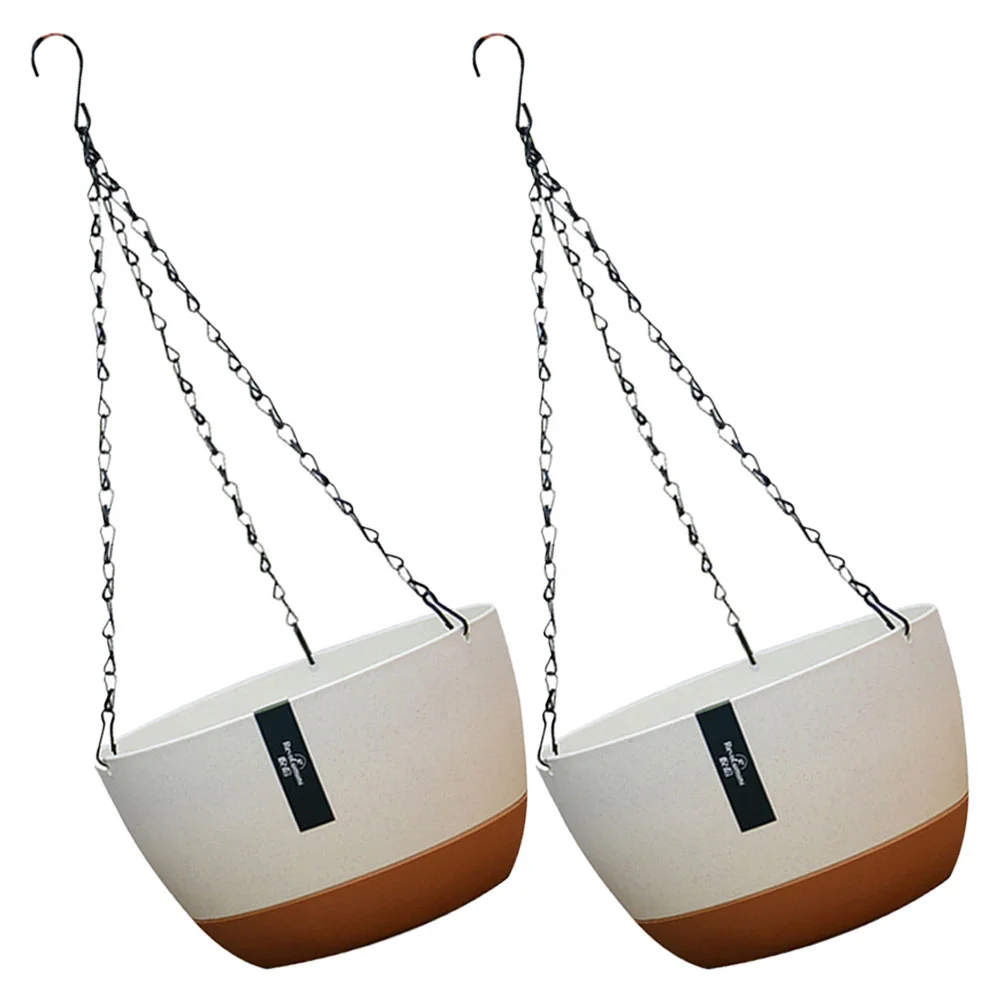 

2 Sets Hanging Basket Decor Planter Wall Outdoor Chain Planting Container Plastic Small Baskets Plants Orchid Ceiling