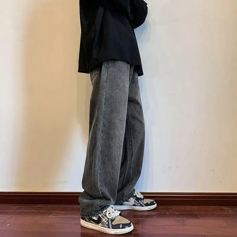 Y2K Man Clothes Streetwear Vintage Oversized Men's Blue Jeans High Street Straight Male Catgo Pants Baggy Trousers Men Teenager