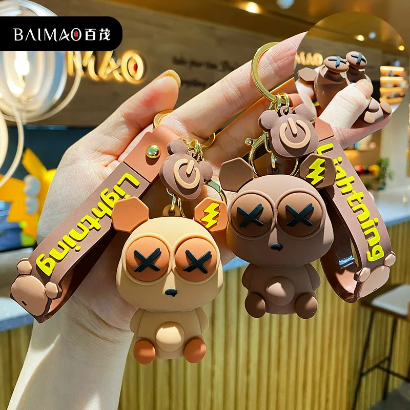 

Creative Decompression Wink Eye Lightning Bear Keychain Cartoon Fashion Trend Bag Car Key Pendant Gift
