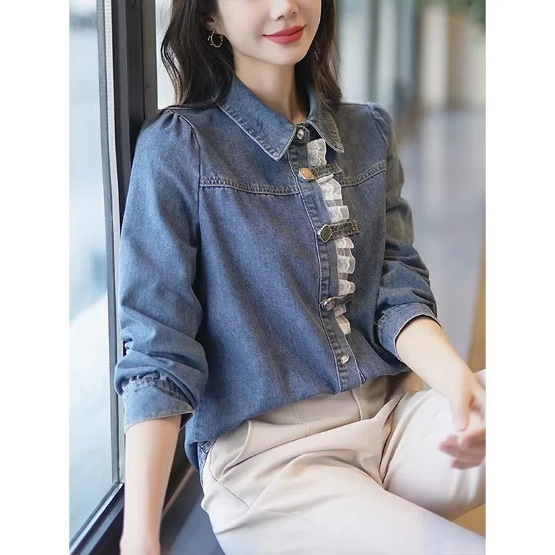 Рубашка в ковбойском стиле с длинным рукавом Женская весенне-осенняя новая