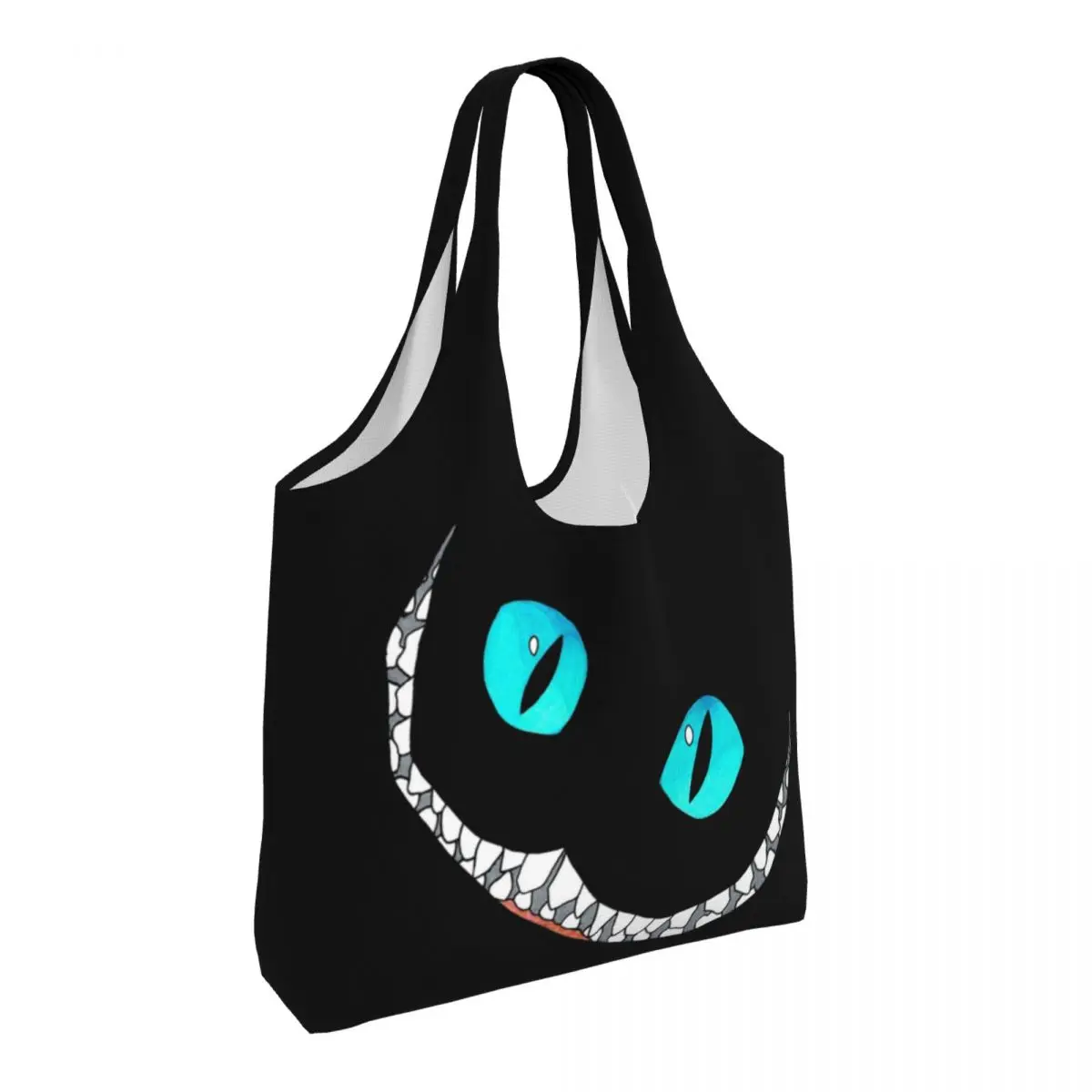 

Женская сумка-шоппер Mad Cat, Сумка с синими глазами и улыбкой, сумка-тоут с графическим дизайном, уличная сумка из полиэстера