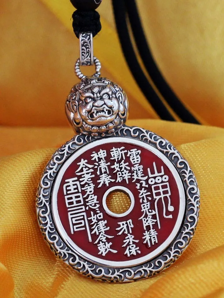 Фото Серебряный кулон-подвеска Shan Gui Flower Coin Bagua, китайский стиль №3