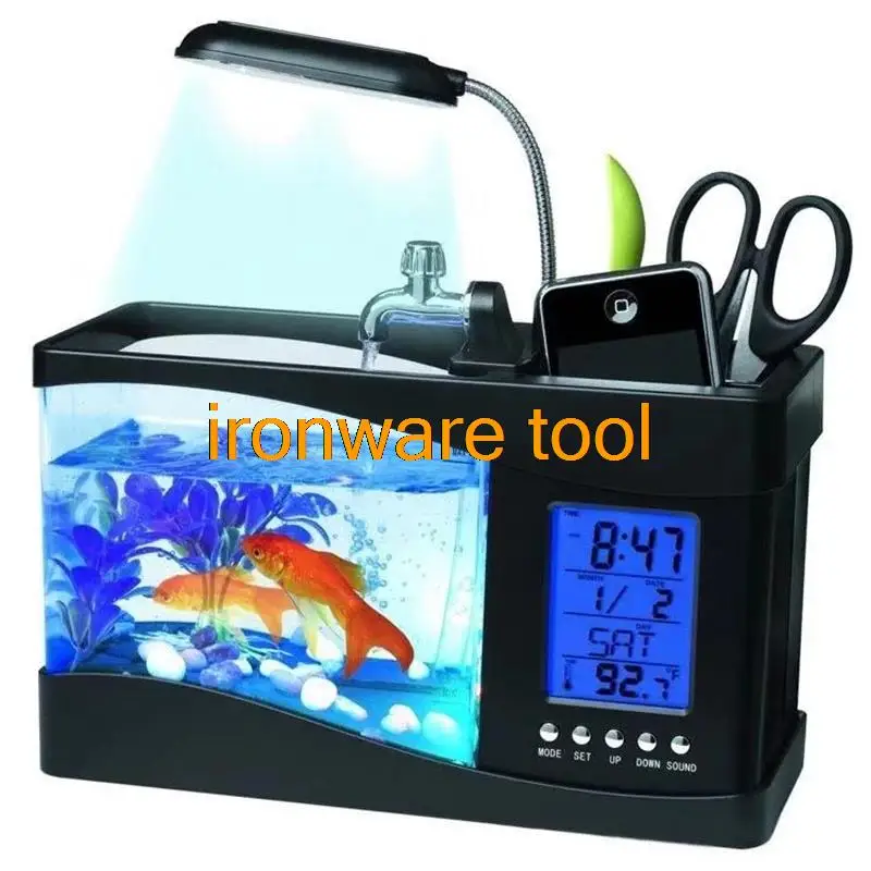 

Multifunctional small fish tank on table mini gold fish tank filter lighting three-in-one fighting fish tank aquarium accessorie