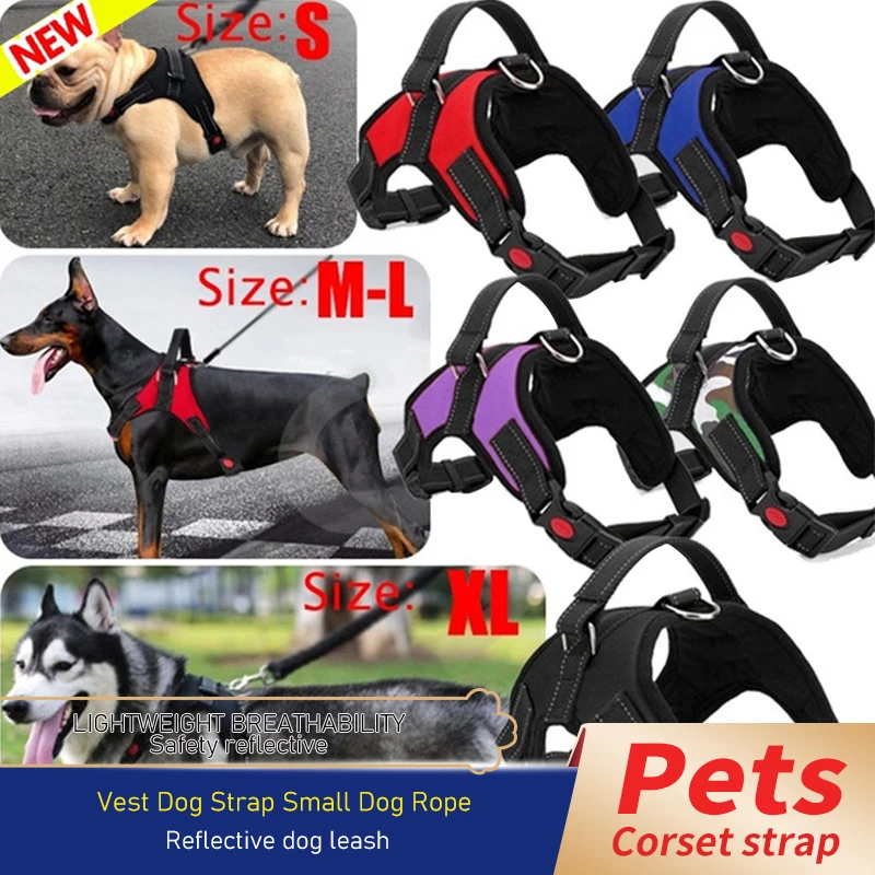 S/M/L/XL Soft Chest Strap Large Dog Anti-riot Leash Harness for Walking Dogs Pet Dog Adjustable Traction Vest
