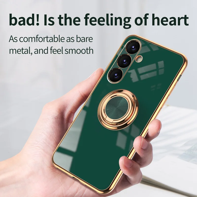 

Luxury Electroplated Magnetic Ring Buckle Phone Case for Samsung S23FE M34 M54 M14 S23 Uitra S22 Plus Silicone Back Cover Shell