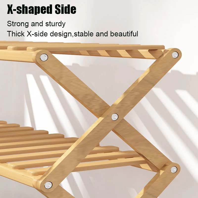 Бамбуковая полка для обуви простой бытовой стеллаж хранения многослойный