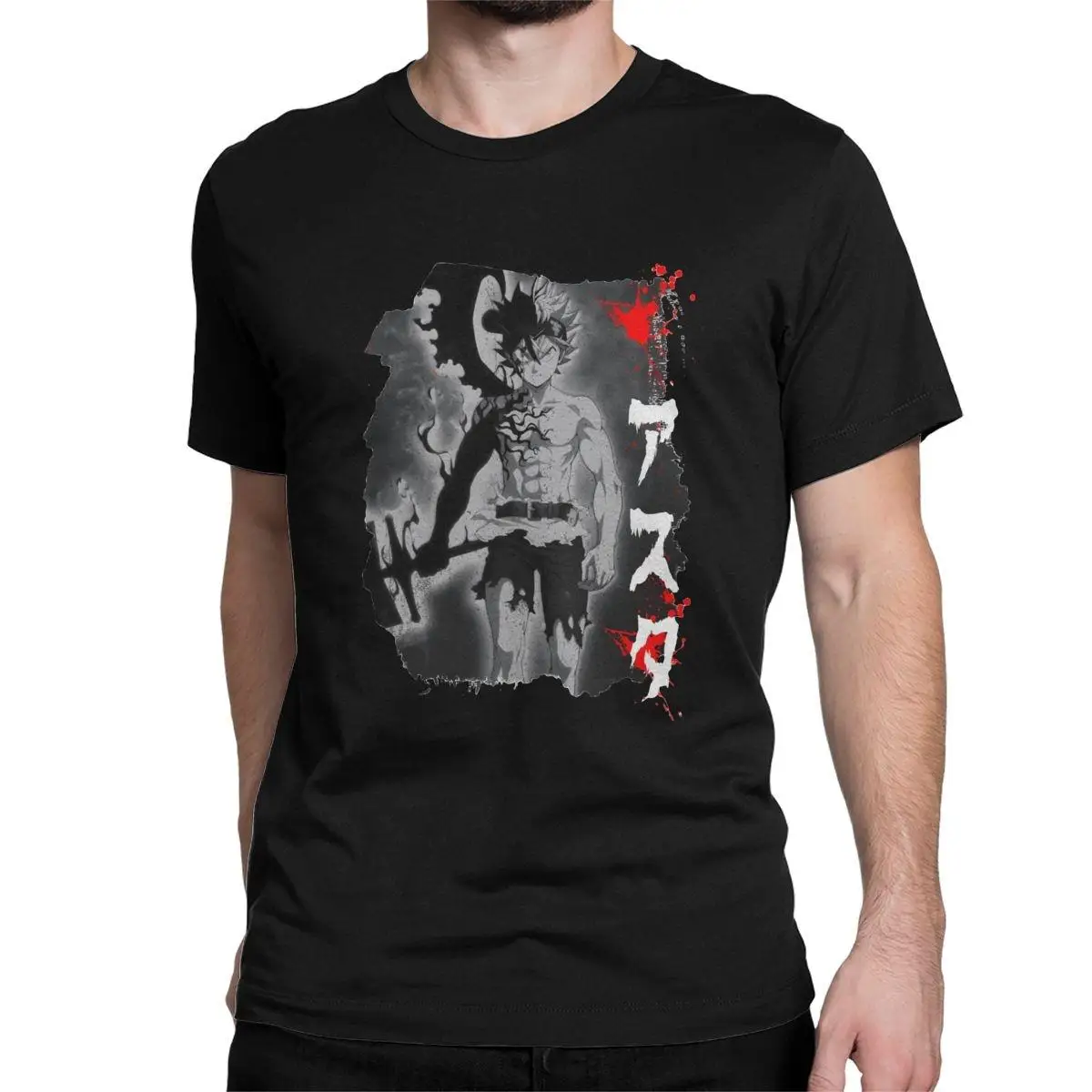 

Men T-Shirt Asta Black Bull Black Clover Funny 100% Cotton Tees Short Sleeve Anime Japan T Shirt Crew Neck Clothing 4XL 5XL