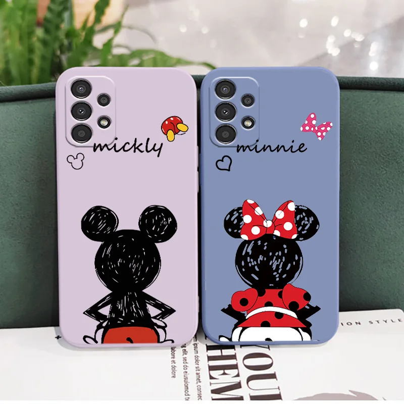 

Mickey Minnie Back Phone Case For Samsung Galaxy A73 A72 A53 A52S A42 A33 A32 A23 A22S A21S F13 Liquid Rope Cover