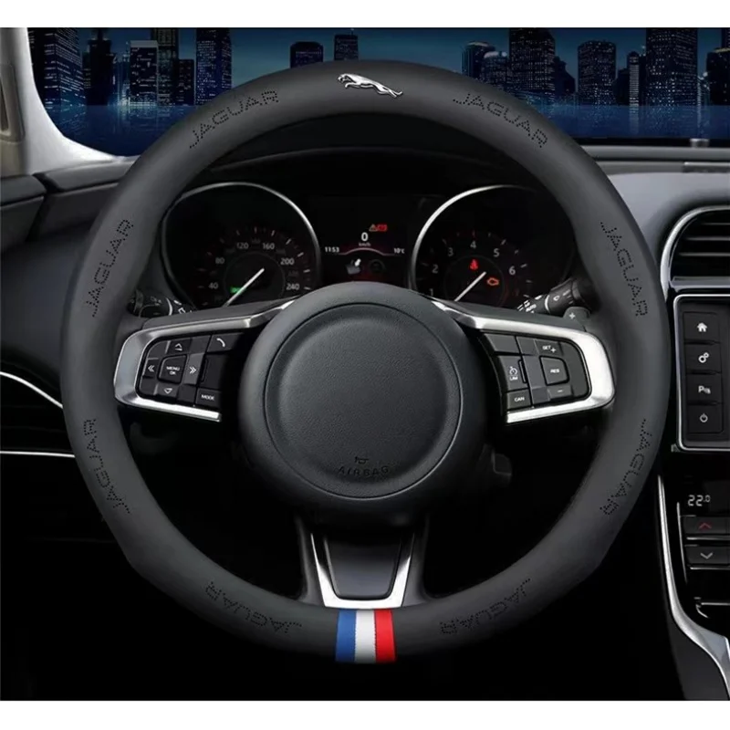 

Car PU leather steering wheel Cover 38cm For Jaguar XF XE XJ XK F-PACE F-TYPE I-PACE E-PACE X-TYPE S-TYPE C-TYPE Car Accessories