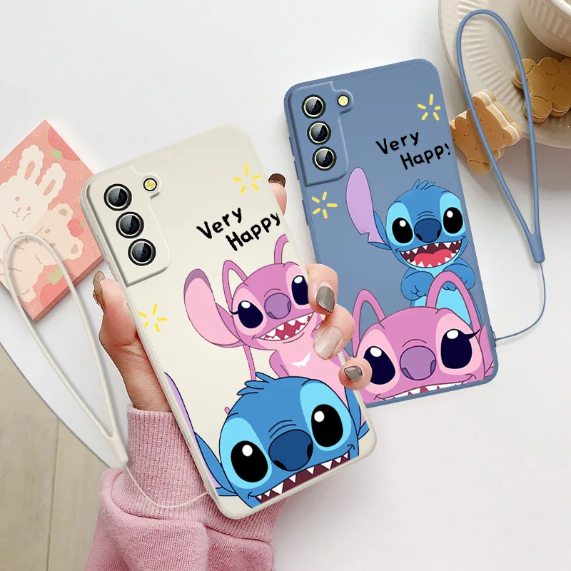 

NEW Lilo & Stitch Phone Case For Samsung Galaxy S23 S22 S21 S20 FE S10 Note 20 10 Ultra Lite Plus Liquid Rope Cover