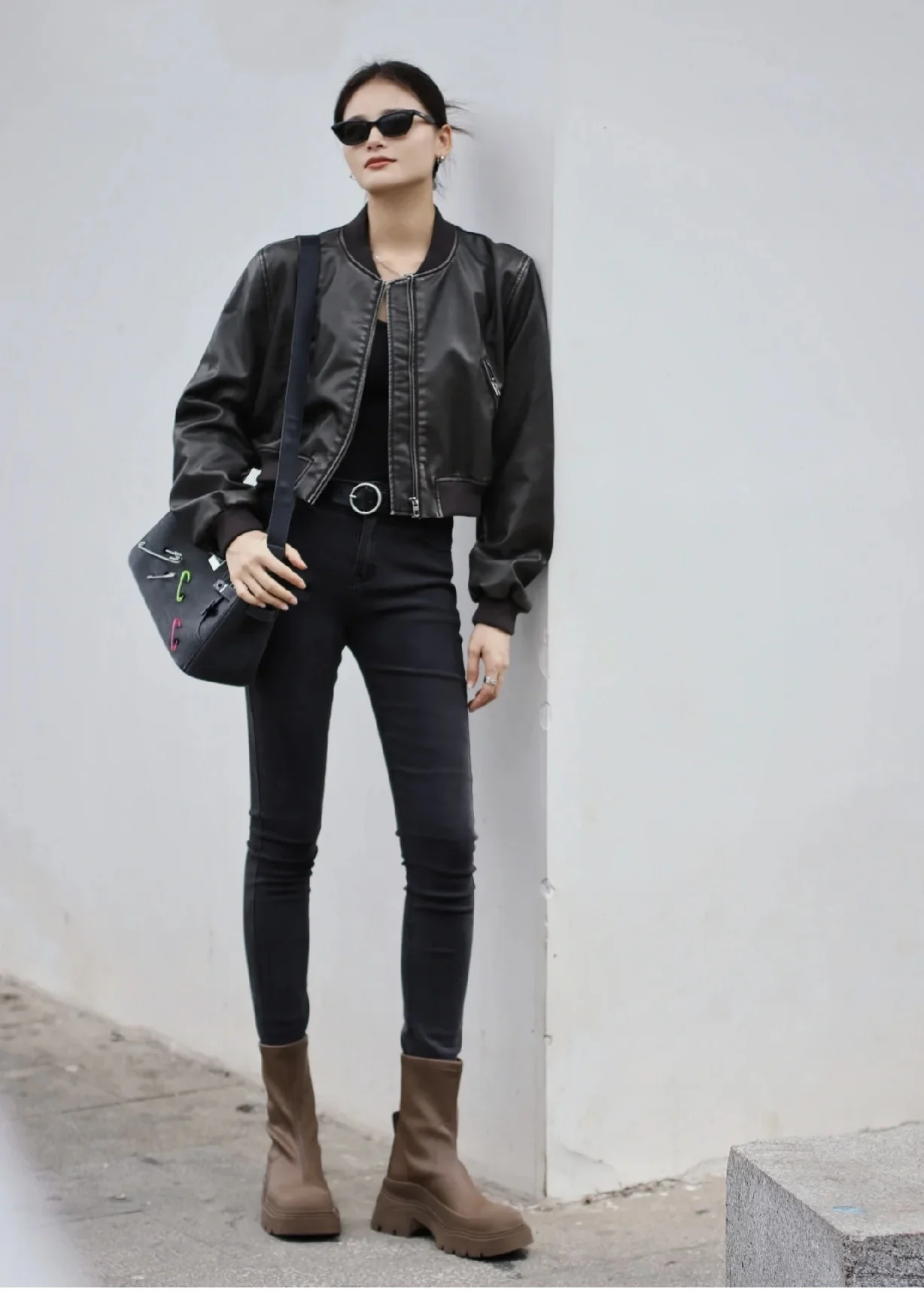 Короткие кожаные накладки для женщин 2024 traf Новый Евро-американский стиль