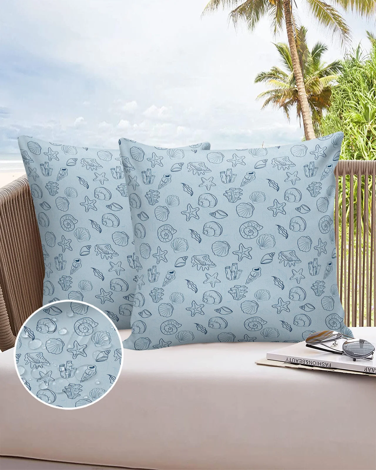 

Ocean Shell Starfish Fashion Bed Pillow Covers Home Sofa Pavilion Decorative Pillowcase Balcony Office Car Cushion Cover
