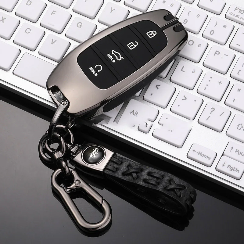 

Galvanized Alloy Car Key Case Cover for Hyundai Santa Fe Tucson 2022 NEXO NX4 Atos Prime Solaris 2021 Remote Smart Accessories