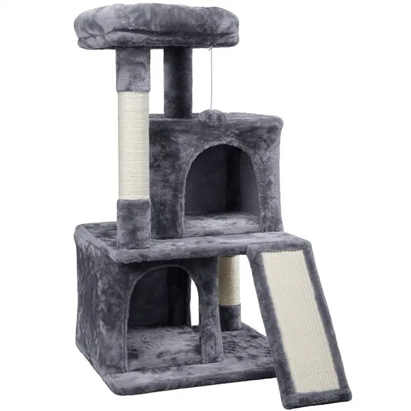 

3 Tiers Multilevel Cat Tower Cat Tree with Condos Dark Gray