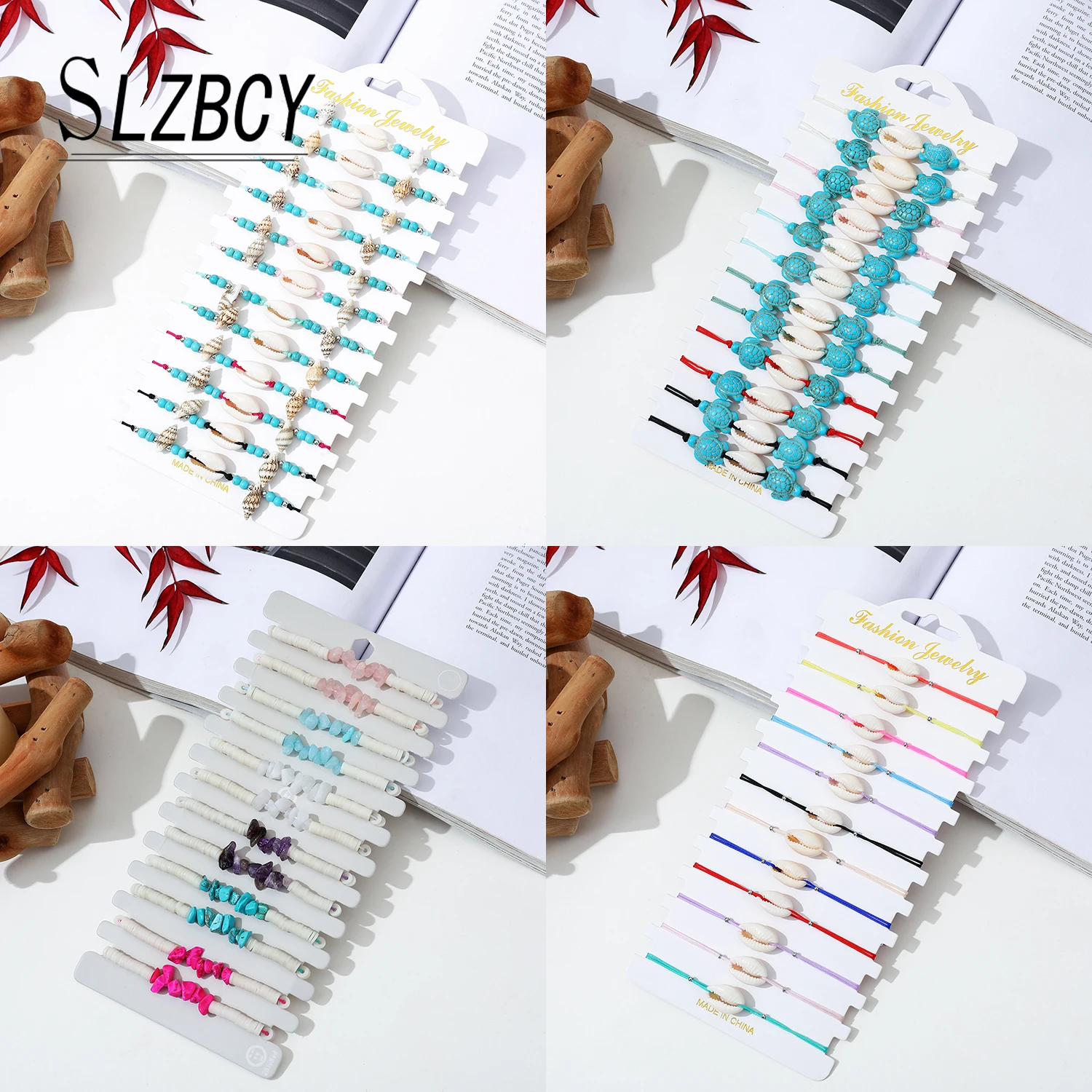

12pcs Fashion Jewelly Cute Turtle Shell Pendent Bracelets for Women Girl Children's Bracelet Friendship Gift Kids Accessories