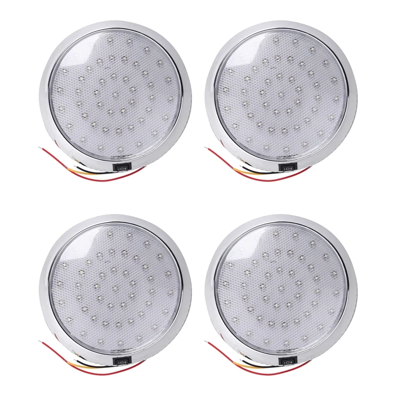 

4X 12V Car Round Ceiling Dome Roof Interior Light Boat Rv Surface Ceiling Light