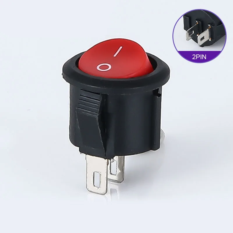5Pcs 20mm Diameter Round Rocker Switches Black Mini White Red 2 Pin ON-OFF Switch KCD1-105 |