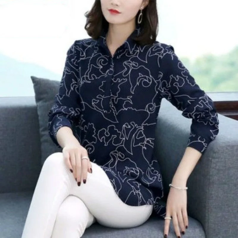 

Casual Spring Shirts Women Clothing New Floral Printed Tunic Loose Long Vintage Blouses Tops Blusas De Verano Mujer 2023 L02